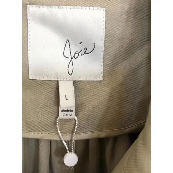 New Joie Alwena Trench Coat In KHAKI Size L Retail $398 - Picture 8 of 10
